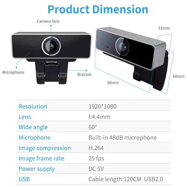 1080p Full HD USB Webcam with Microphone