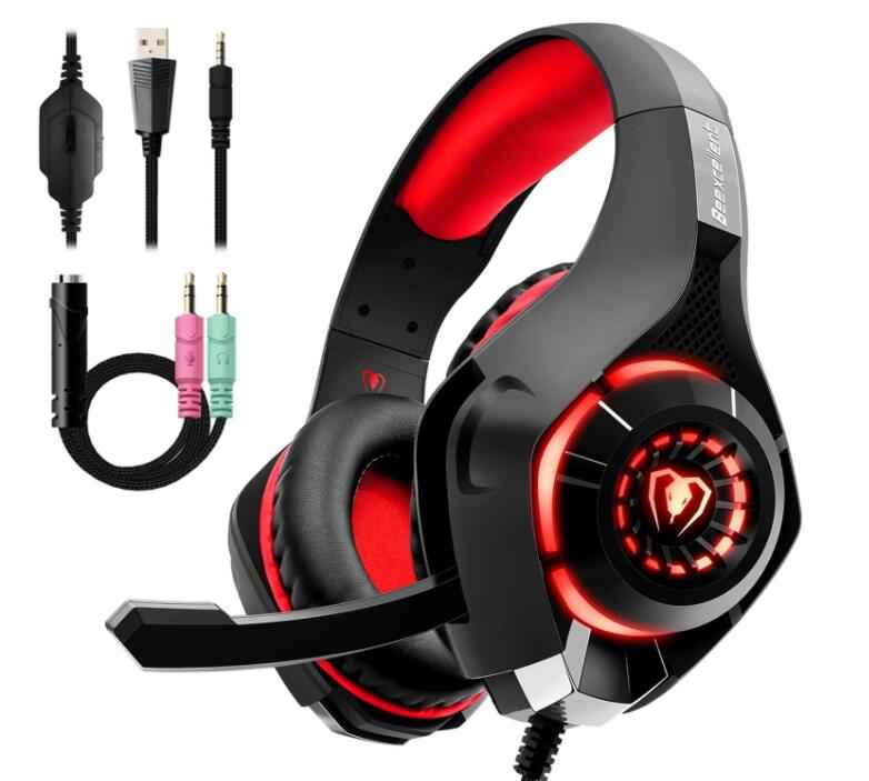 Gaming Headset with Microphone and LED Lighting