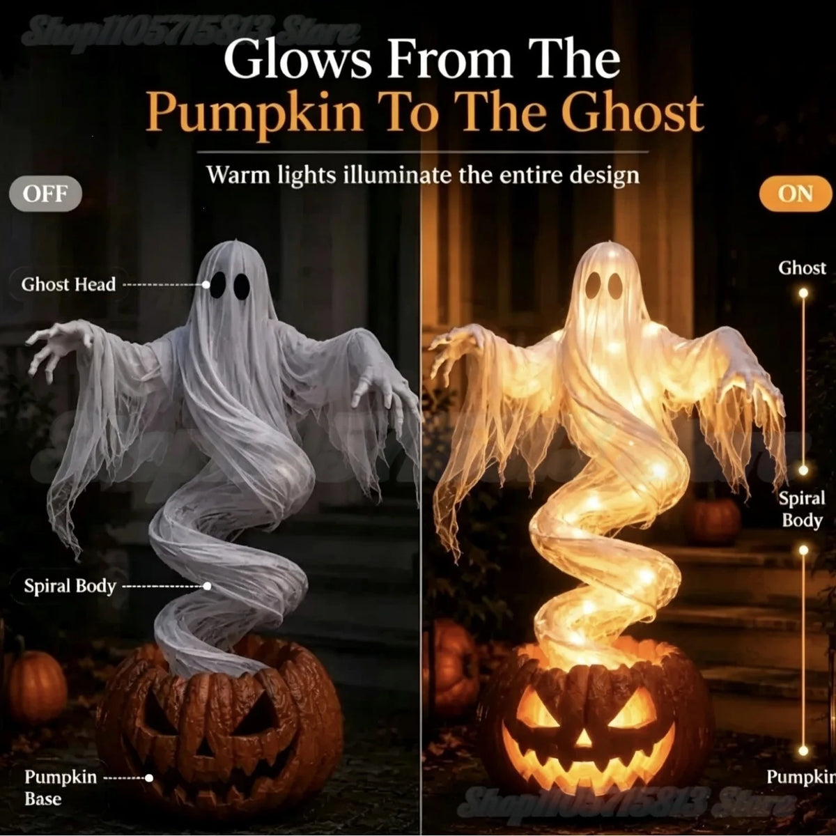 LED Ghost & Pumpkin Yard Lights – Halloween Outdoor Decor