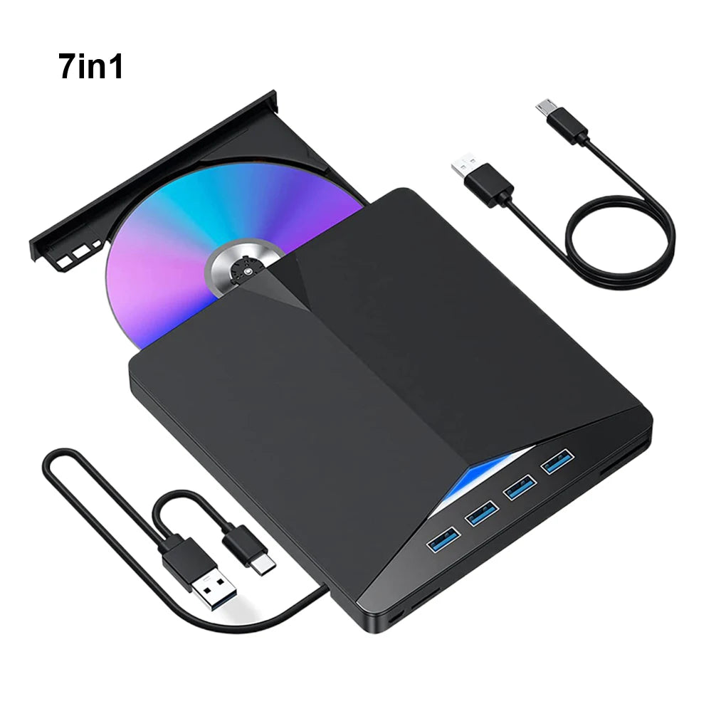 7 in1 USB 3.0 Type C External CD DVD RW Optical Drive DVD Burner Reader Player Super Optical Drive For PC Laptop Notebook