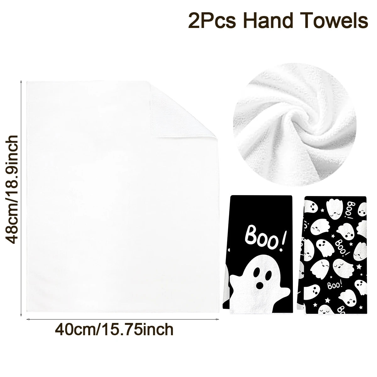 Halloween Hand Towels – 2-Piece Ghost & Pumpkin Set