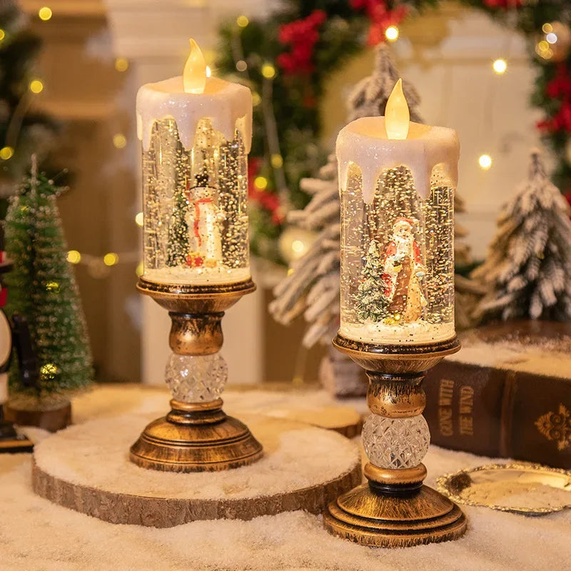 Christmas Decorations Candles Christmas Crystal Snow Lights Children&