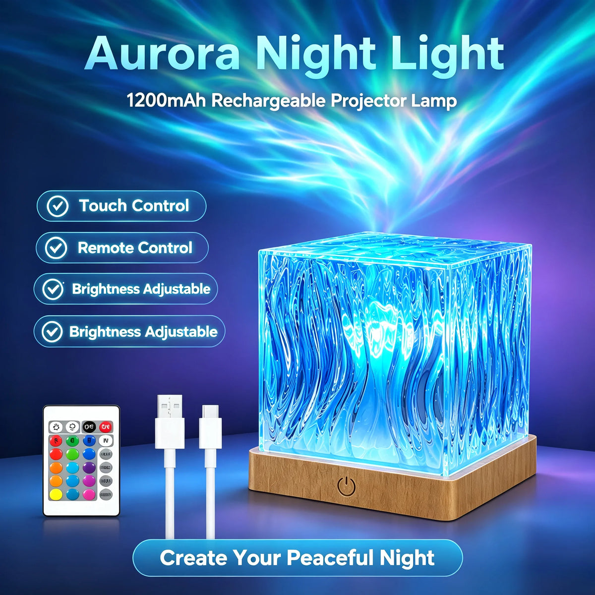 Aurora & Water Wave Projection Lamp