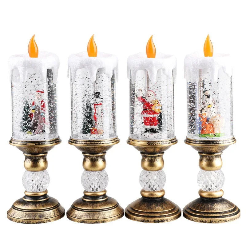 Christmas Decorations Candles Christmas Crystal Snow Lights Children&