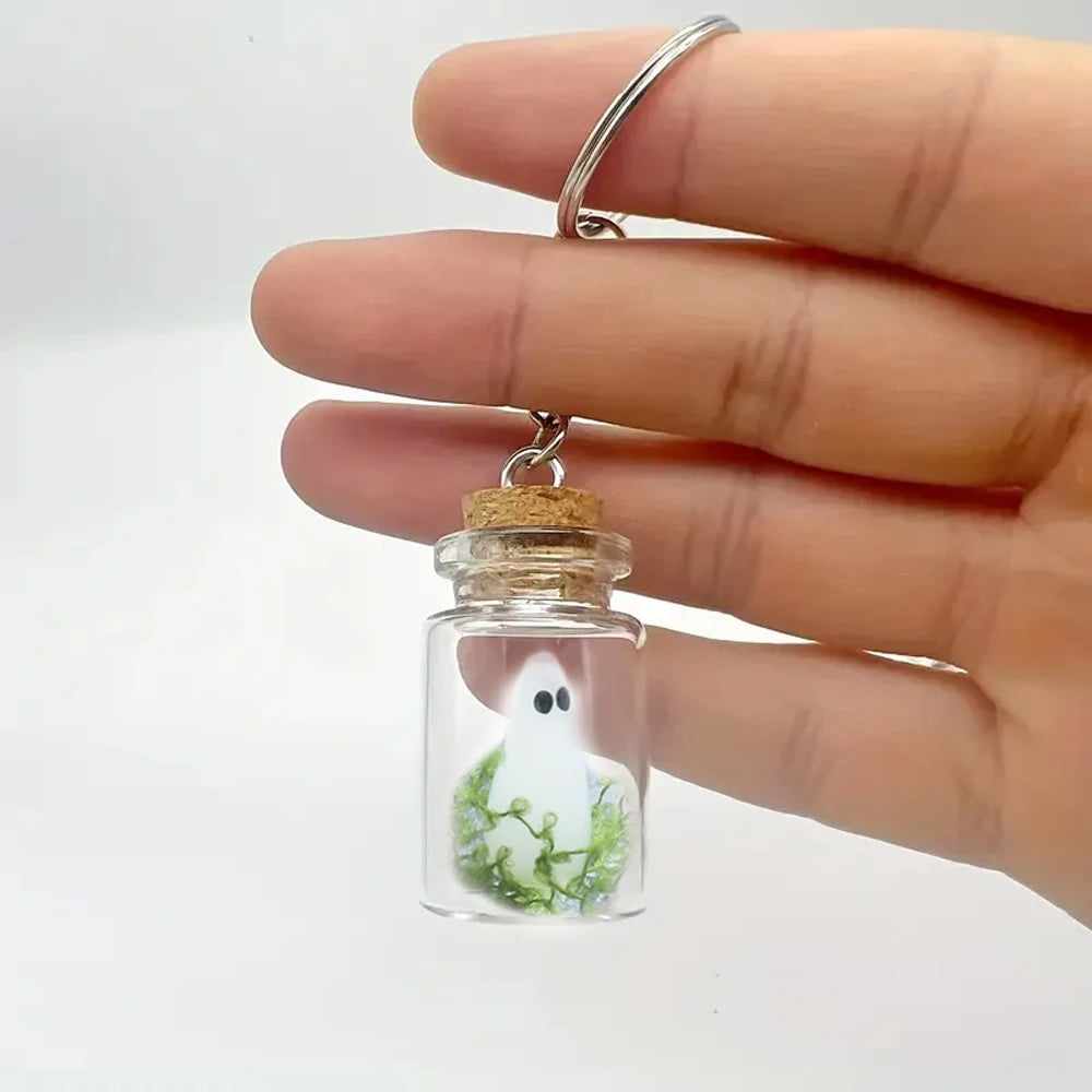 Glow Ghost Bottle Keychain – Blue or Green
