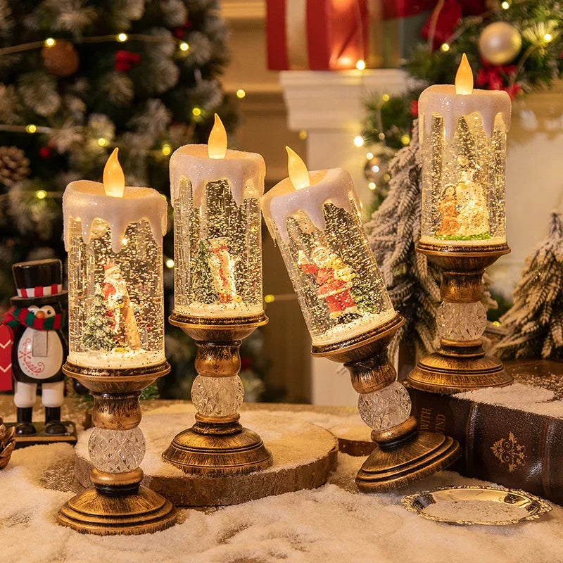 Christmas Decorations Candles Christmas Crystal Snow Lights Children&
