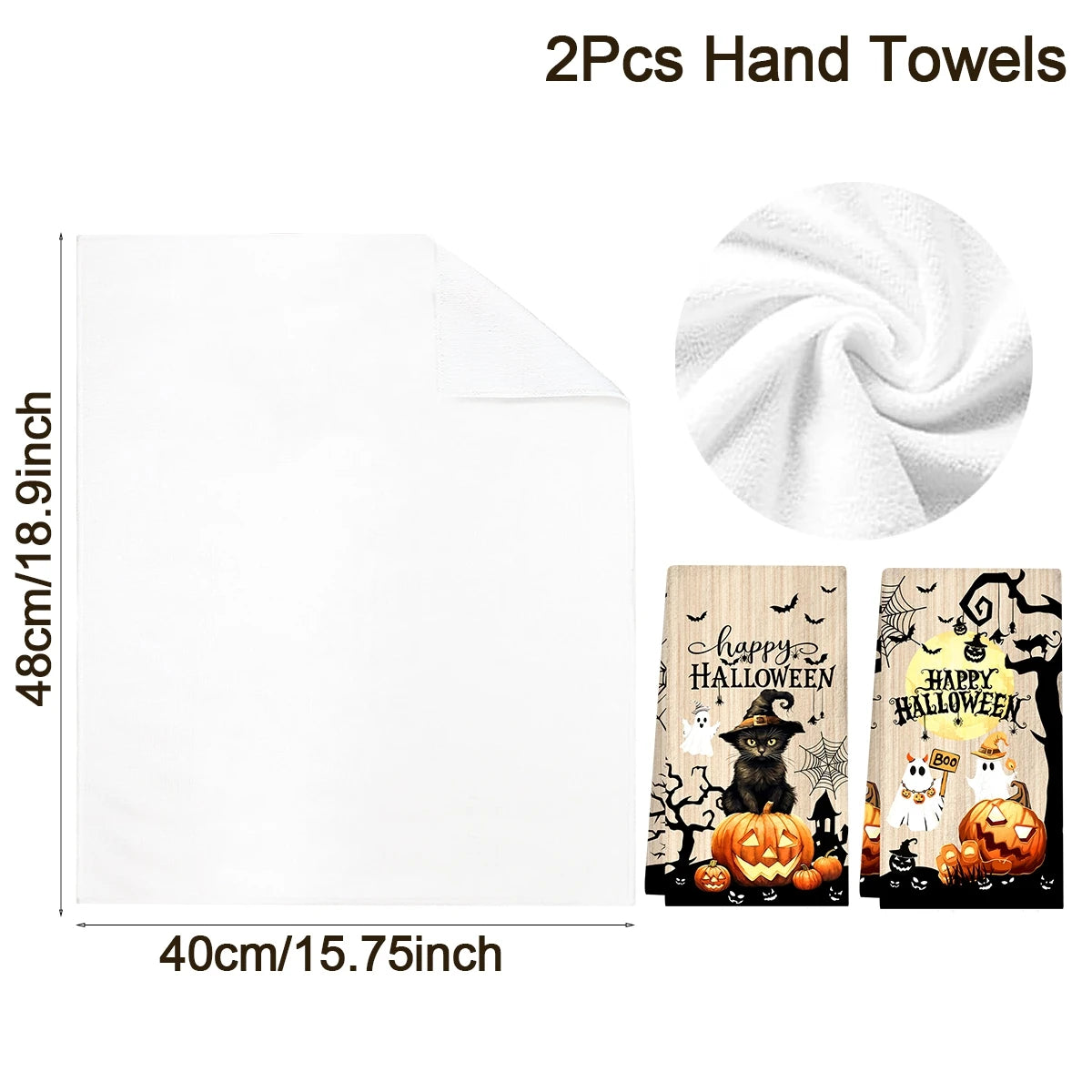 Halloween Hand Towels – 2-Piece Ghost & Pumpkin Set