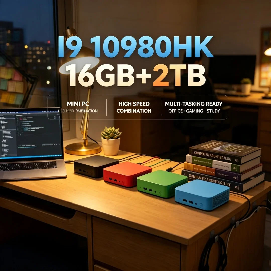 2026 New Dual Mini PC Computer Intel i9-10980HK Windows 11 PC Gamer 16GB RAM 1TB 2TB M.2 SSD 4K HD WiFi 6 Type C Desktop PC