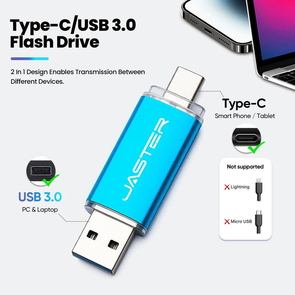 TYPE-C USB 3.0 Flash Drives 128GB 32GB 2IN1 Memory Stick 64GB 32GB 16GB Wedding Gift Pen Drive 8GB 4GB USB Stick Pendrive U Disk