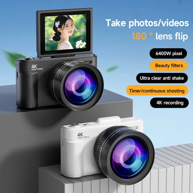 4K 64MP Compact Digital Camera with 18× Zoom