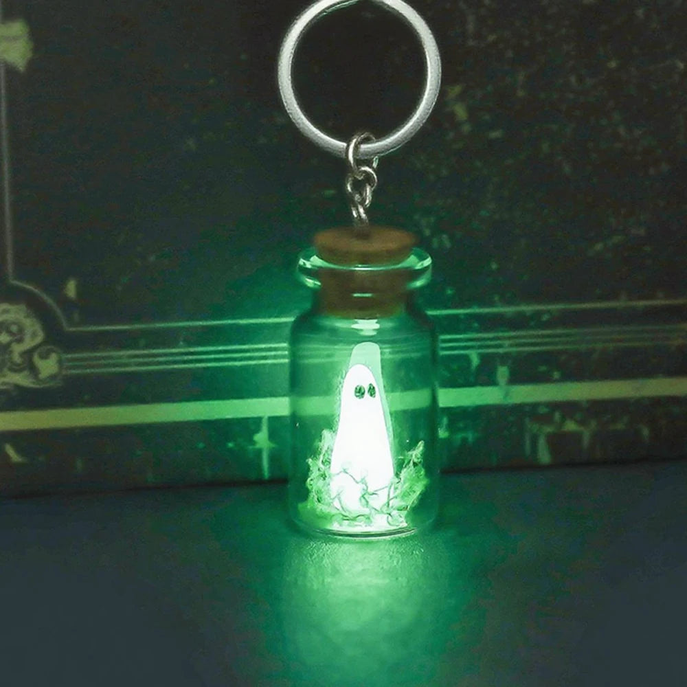 Glow Ghost Bottle Keychain – Blue or Green