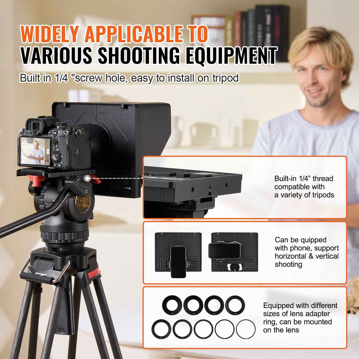 Desktop Teleprompter for Camera and Smartphone