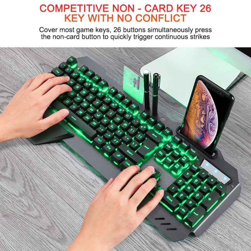 Wired RGB Gaming Keyboard with Phone Holder