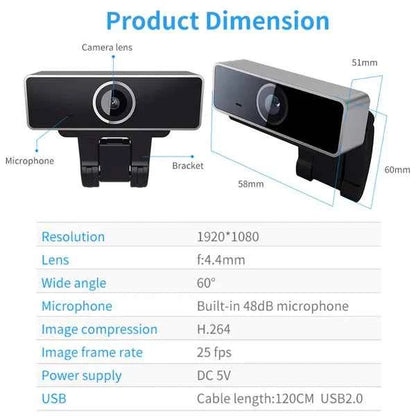 1080p Full HD USB Webcam with Microphone