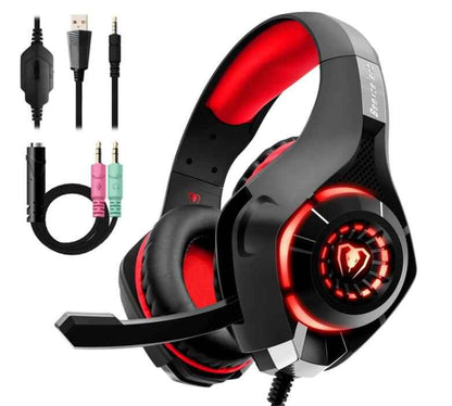 Gaming Headset with Microphone and LED Lighting
