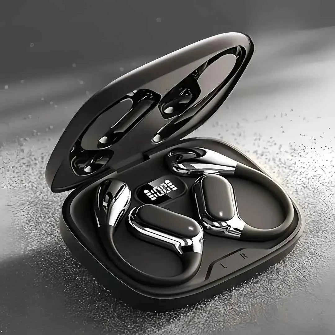 Open Ear Wireless Earbuds Bluetooth Headphones, 50Hrs Playtime Stereo Sound Earphones with IPX7 Waterproof Ear Buds for Fitness