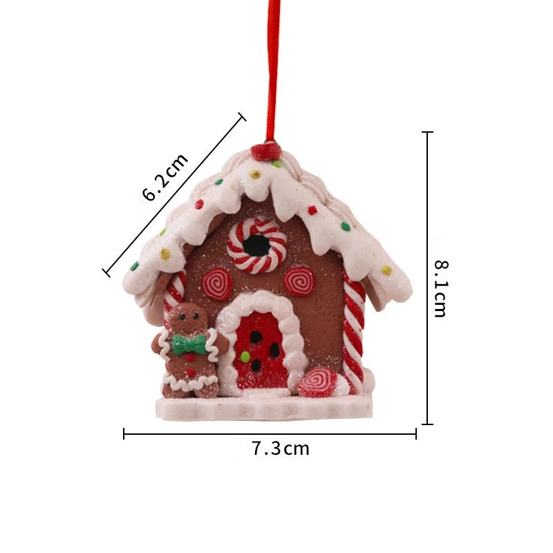 Christmas Theme LED Pendant Snowman Gingerbread Santa Claus Light House Soft Pottery Hanging Tree Home New Year Party Decoration