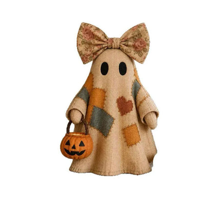 Halloween Patchwork Ghost Ornament – Decorative Figurine