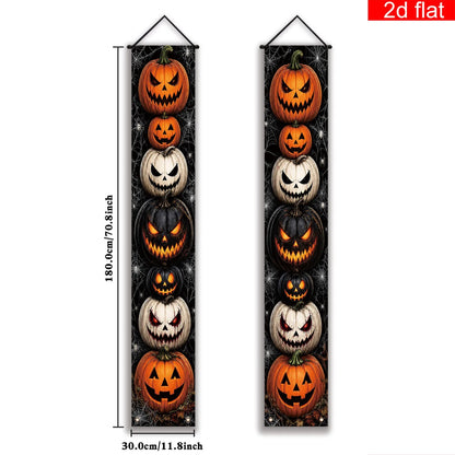 Halloween Porch Banner – Pumpkin &amp; Spider Web Decor