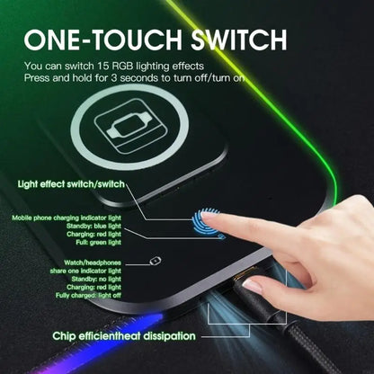 Large Wireless Charging RGB Mouse Pad