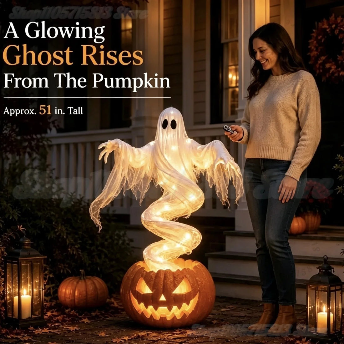 LED Ghost &amp; Pumpkin Yard Lights – Halloween Outdoor Decor