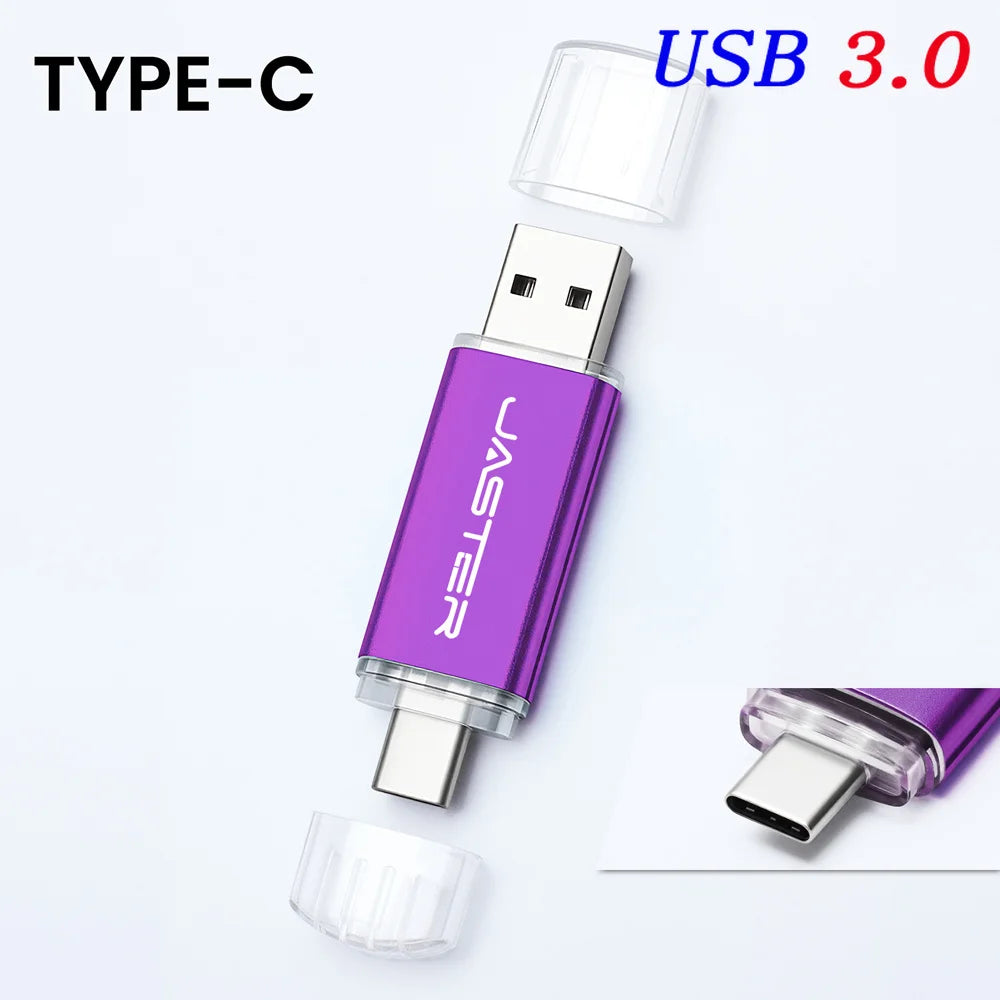TYPE-C USB 3.0 Flash Drives 128GB 32GB 2IN1 Memory Stick 64GB 32GB 16GB Wedding Gift Pen Drive 8GB 4GB USB Stick Pendrive U Disk