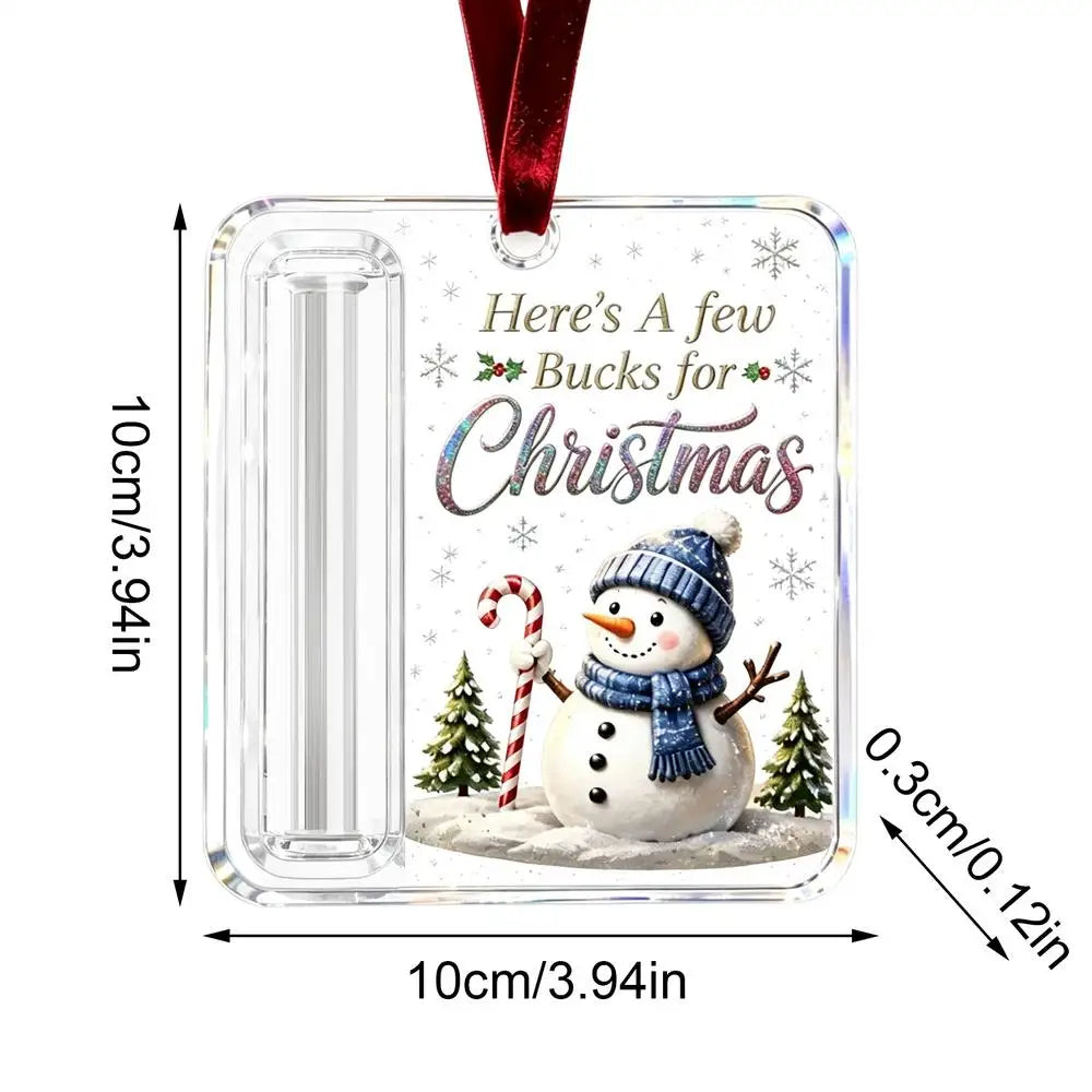 Christmas Money Holders Cash Funny Reusable Clear Acrylic Ornament Tree Decor for Kids Boys Girls Home Living Room Holiday Decor