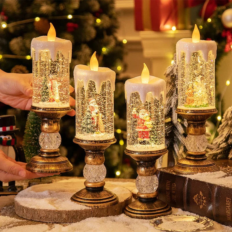 Christmas Decorations Candles Christmas Crystal Snow Lights Children&
