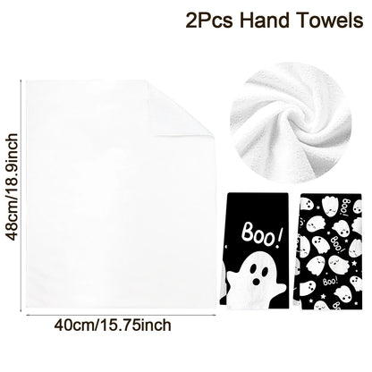 Halloween Hand Towels – 2-Piece Ghost &amp; Pumpkin Set