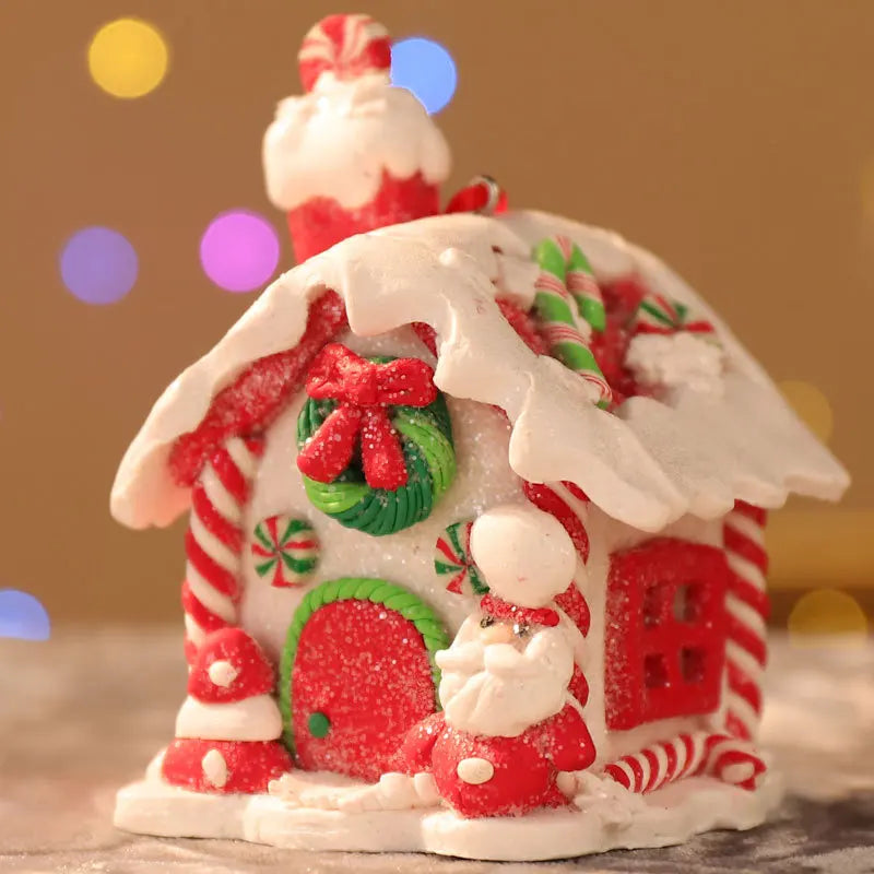 Christmas Theme LED Pendant Snowman Gingerbread Santa Claus Light House Soft Pottery Hanging Tree Home New Year Party Decoration