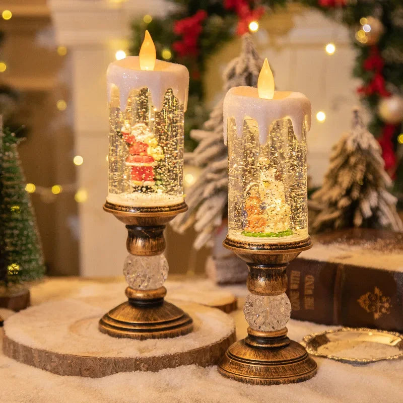 Christmas Decorations Candles Christmas Crystal Snow Lights Children&