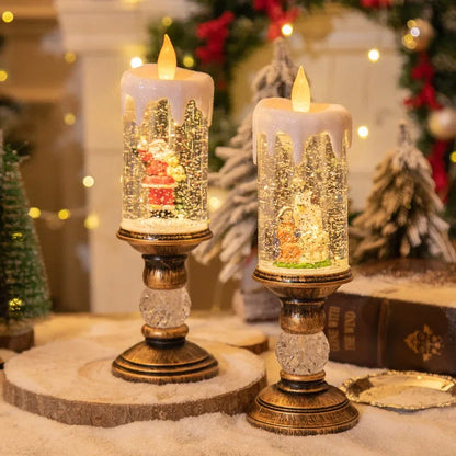 Christmas Decorations Candles Christmas Crystal Snow Lights Children&