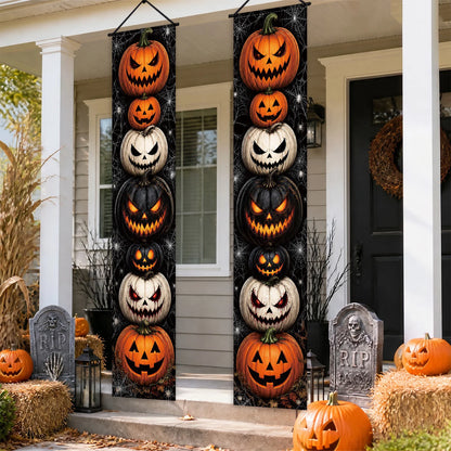 Halloween Porch Banner – Pumpkin &amp; Spider Web Decor