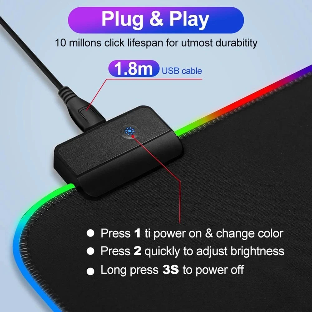RGB Gaming Mouse Pad with LED Lighting