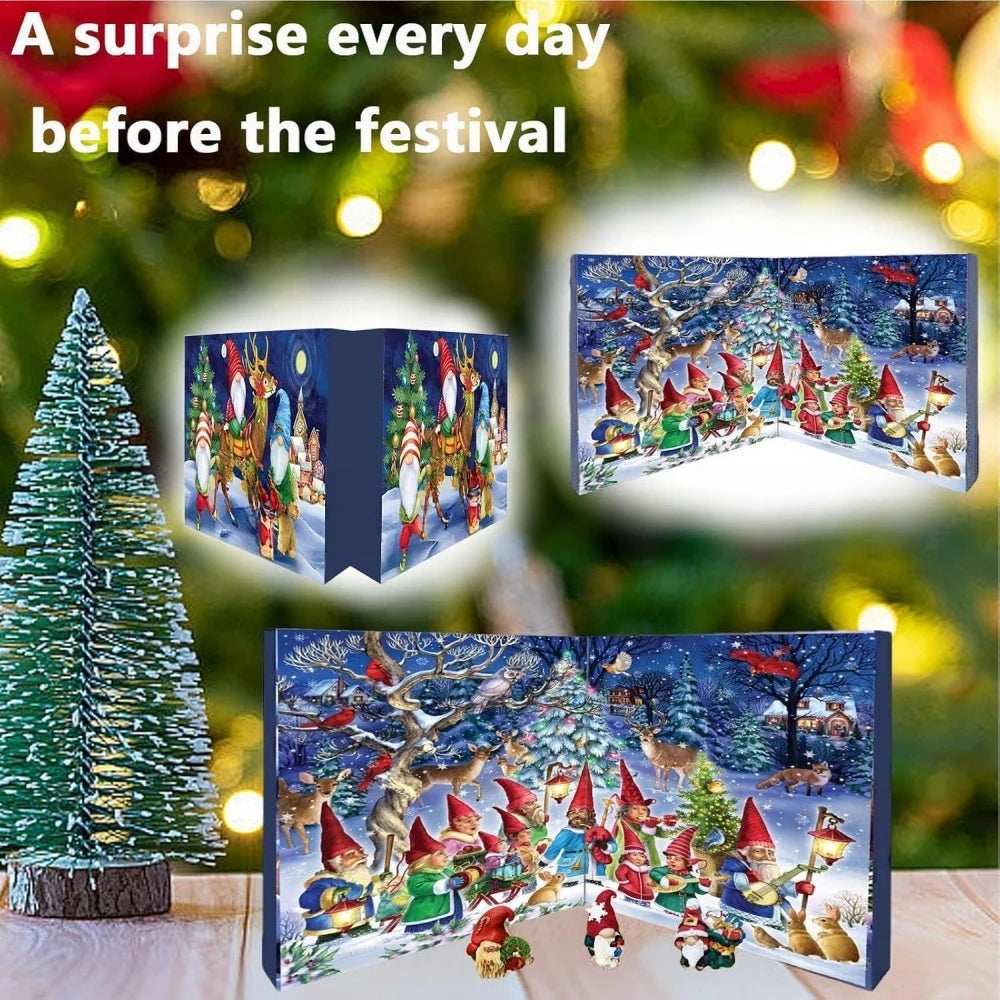 Christmas 24‑Day Countdown Advent Calendar, 24Pcs Resin Figurine Ornament Set, Xmas Desktop Decorations for Holiday Party Favor