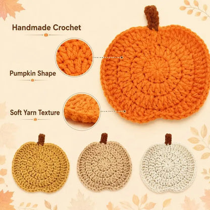 Crochet Pumpkin Coasters – 4-Piece Halloween Set