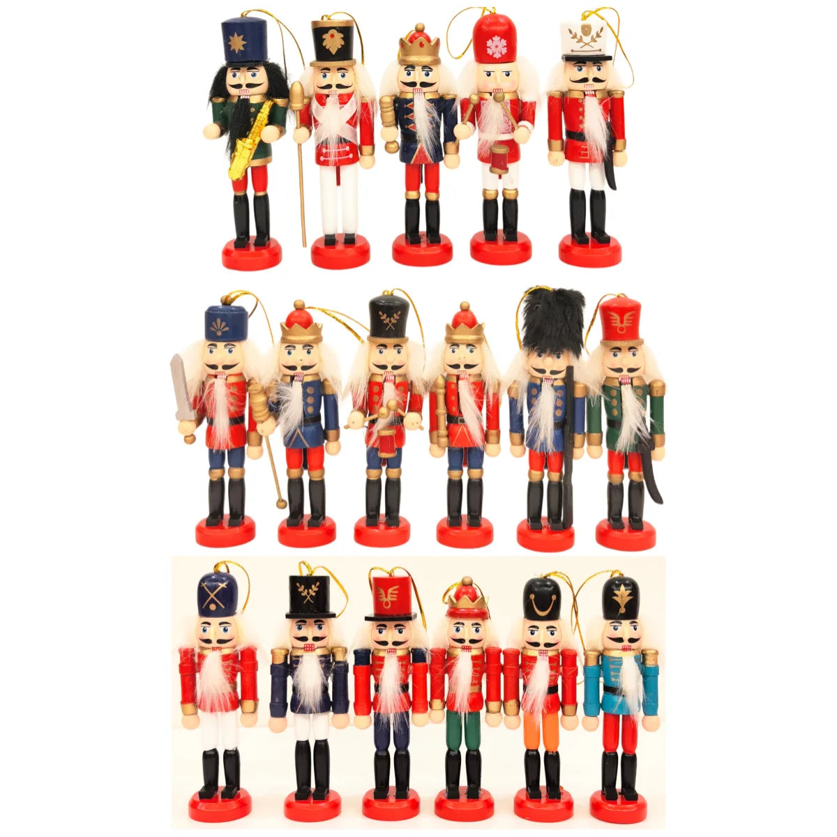 Wooden Nutcracker Soldier Ornaments