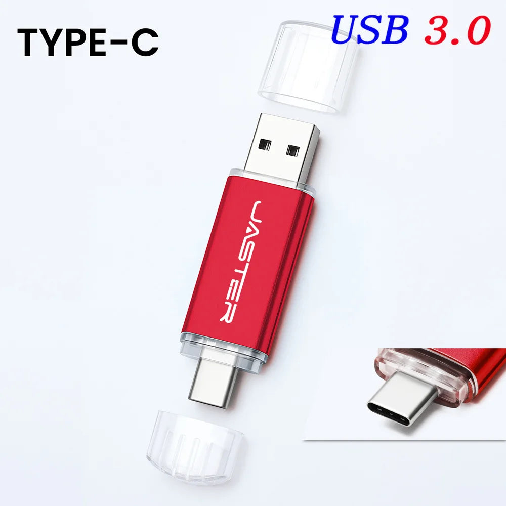 TYPE-C USB 3.0 Flash Drives 128GB 32GB 2IN1 Memory Stick 64GB 32GB 16GB Wedding Gift Pen Drive 8GB 4GB USB Stick Pendrive U Disk