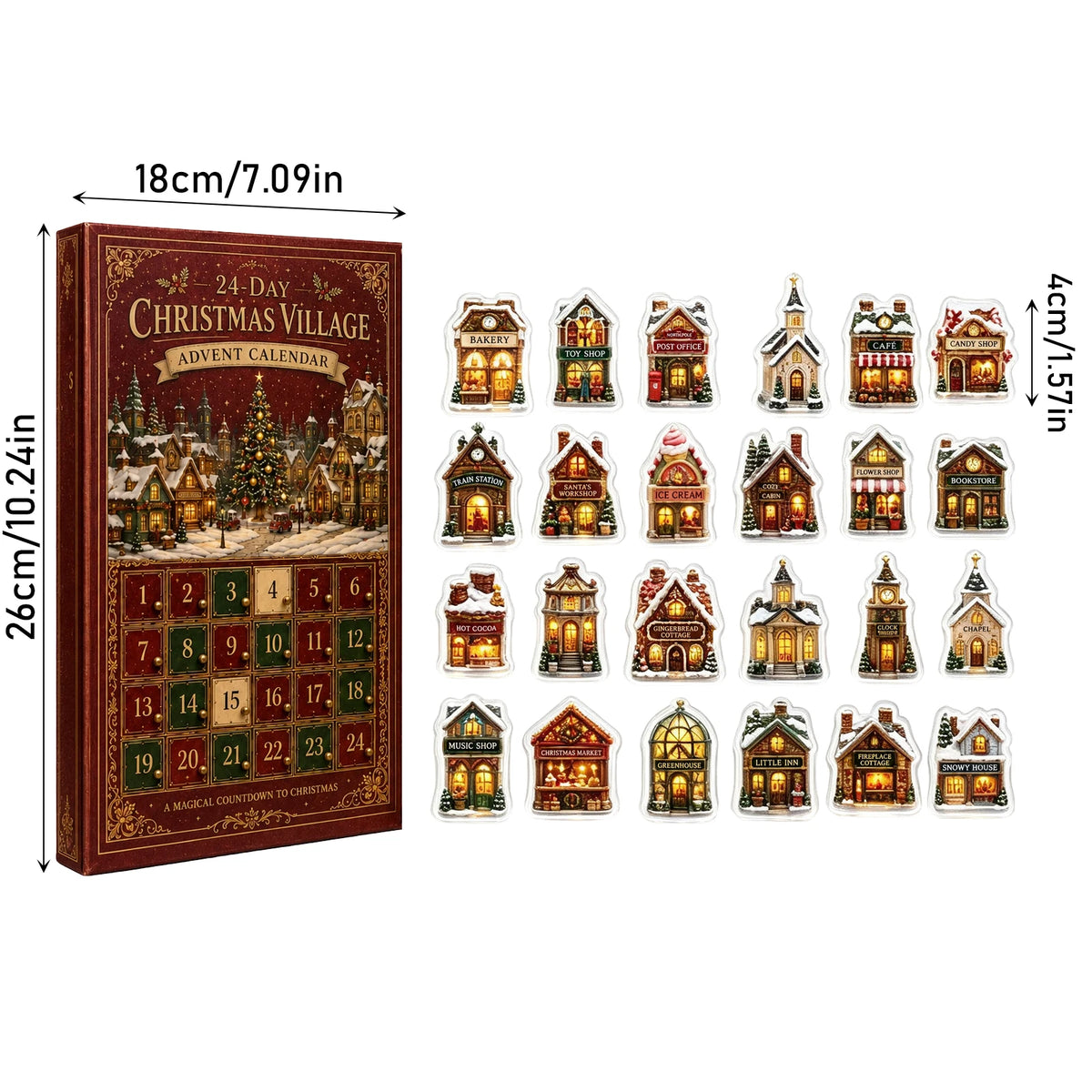CHRISTMAS VILLAGE Advent Calender Christmas Tree Ornaments Stocking Stuffers Gifts Christmas Party Home Decor Gift Supplies