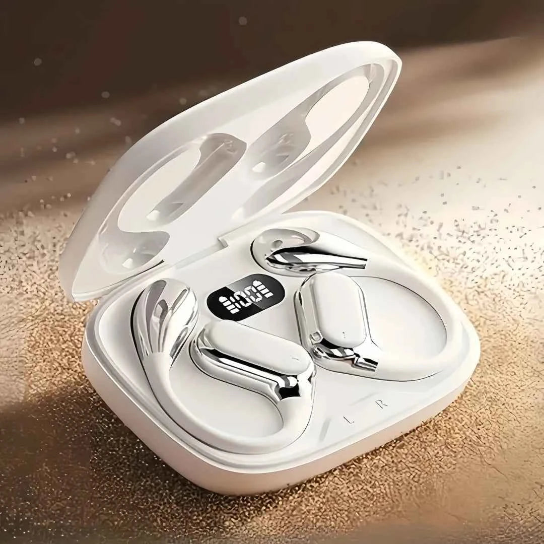 Open Ear Wireless Earbuds Bluetooth Headphones, 50Hrs Playtime Stereo Sound Earphones with IPX7 Waterproof Ear Buds for Fitness
