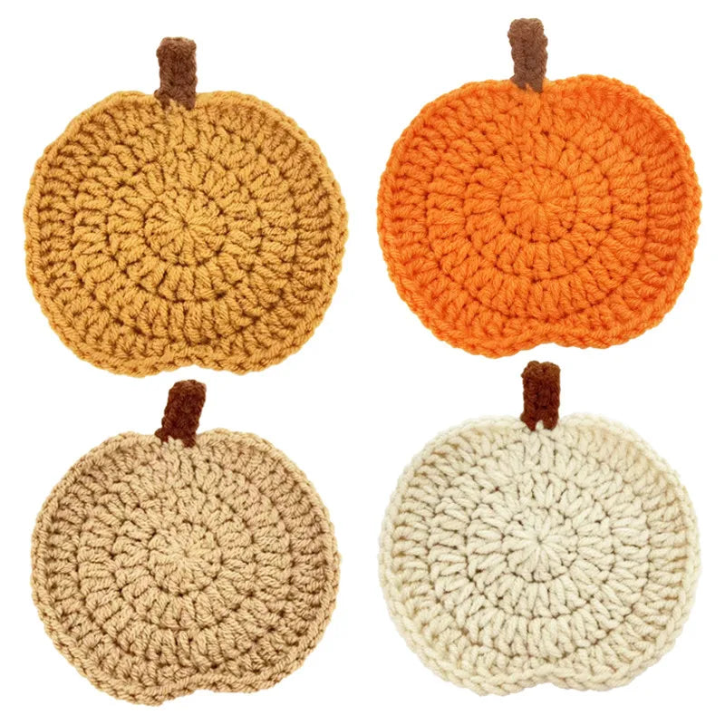 Crochet Pumpkin Coasters – 4-Piece Halloween Set