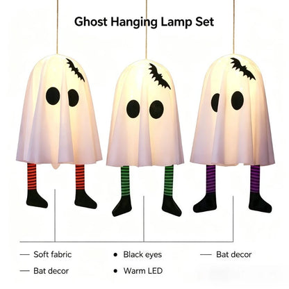 Halloween Glowing White Ghost Hanging Ghosts with Fairy Lights Halloween Outdoor Decoration 50cm Halloween Party Decoration