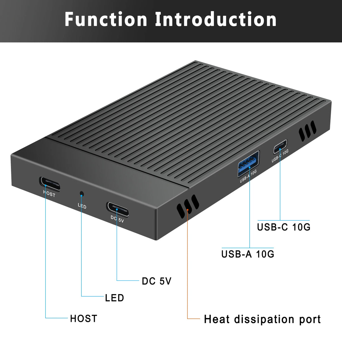 2 in one Dual Bay M.2 NVME Enclouse M.2 2bay NVMe hub usb3.2 gen2 10Gpcs USB+C