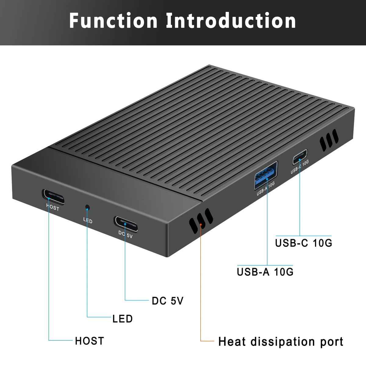 2 in one Dual Bay M.2 NVME Enclouse M.2 2bay NVMe hub usb3.2 gen2 10Gpcs USB+C