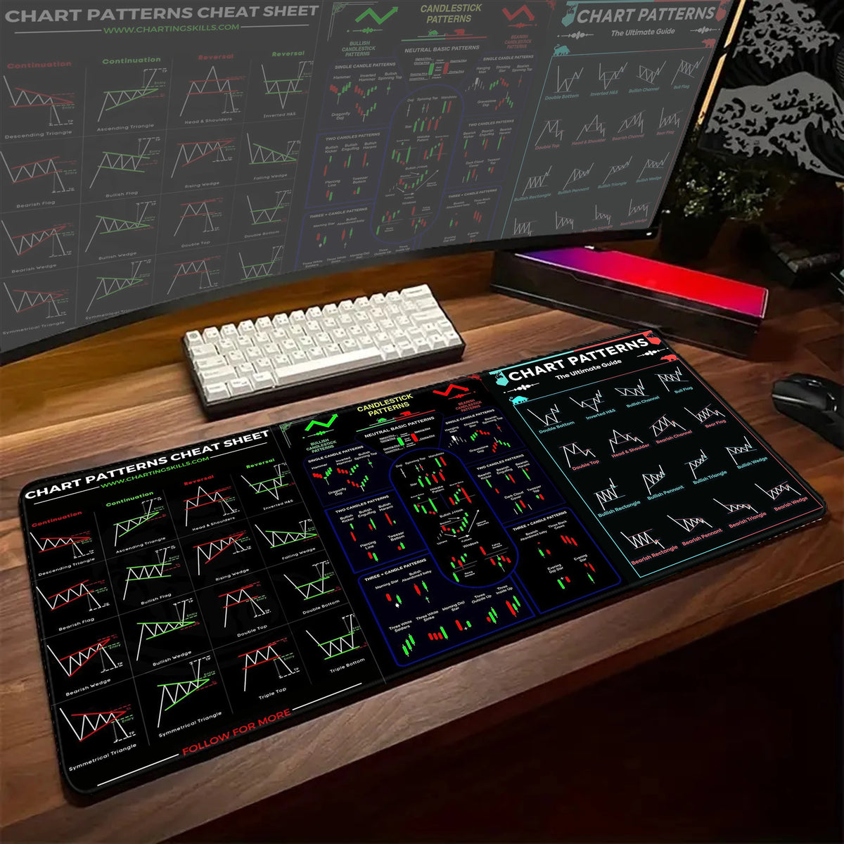Black &amp; White Extended Gaming Mouse Pad