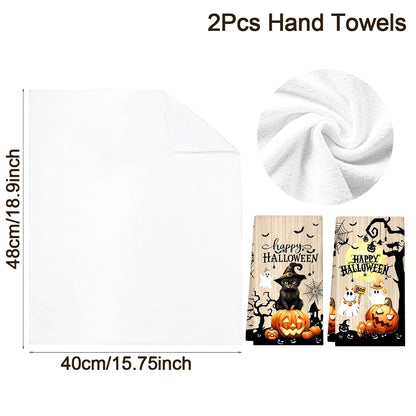 Halloween Hand Towels – 2-Piece Ghost &amp; Pumpkin Set