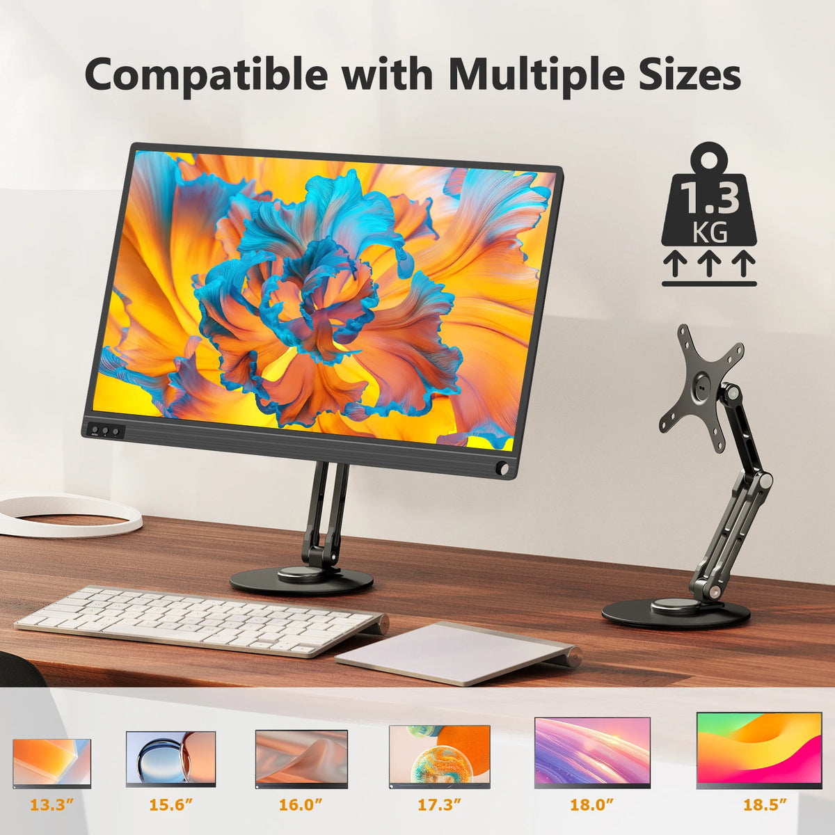 Single Monitor Desk Stand for 12–22 Inch Displays