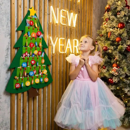 Christmas Tree Decoration Countdown Calendar DIY Reusable Advent Calendar for Hanging Christmas Party Holiday Home Decoration