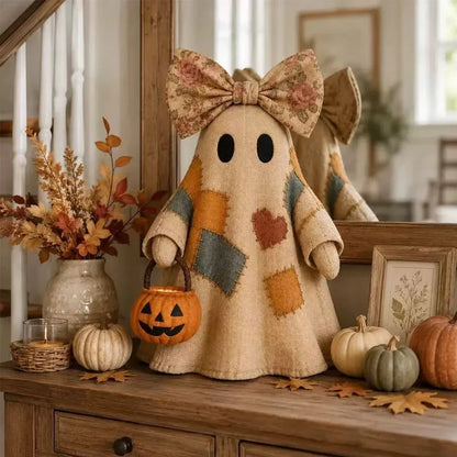 Halloween Patchwork Ghost Ornament – Decorative Figurine