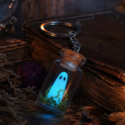 Glow Ghost Bottle Keychain – Blue or Green